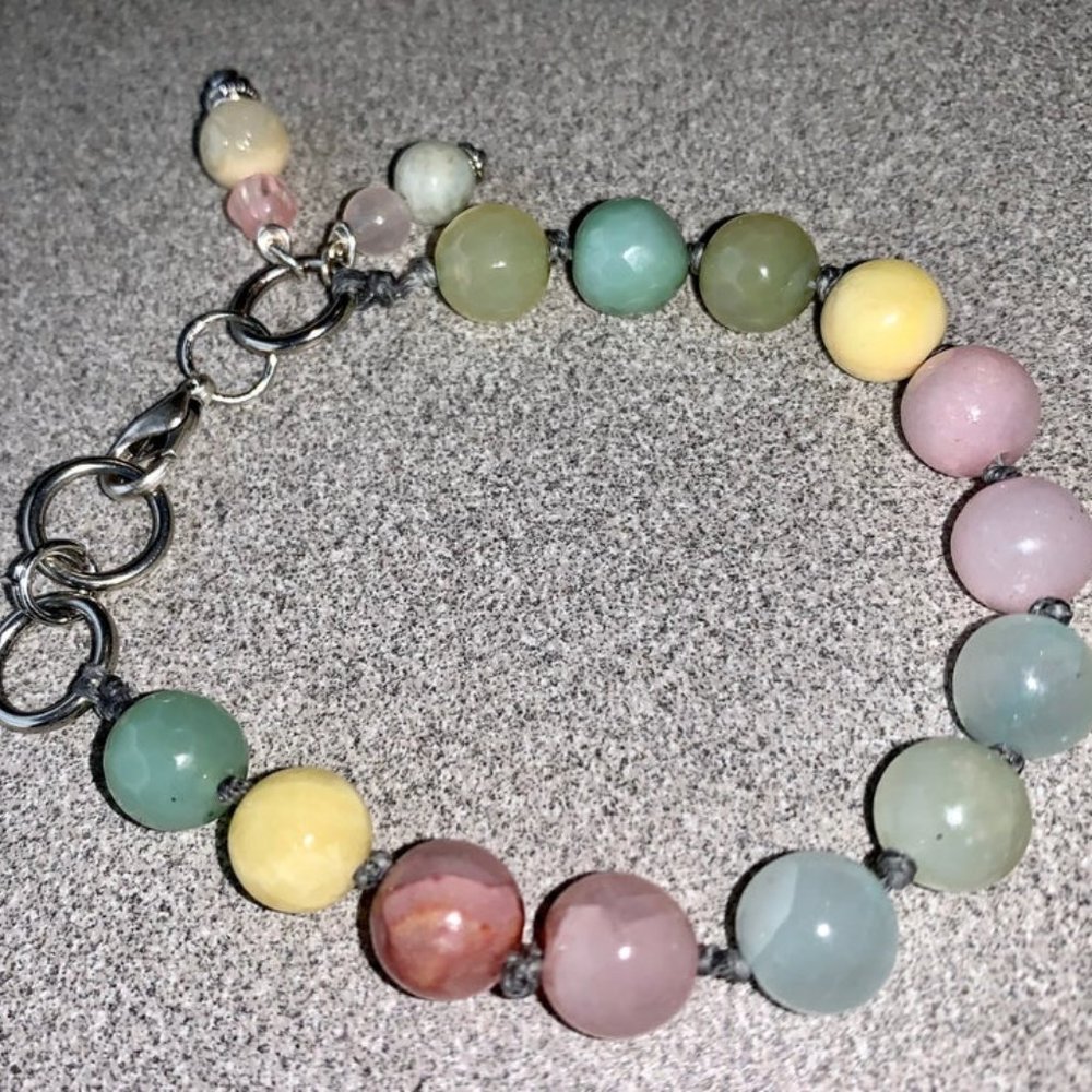 2 for $50 - "Jelly Bean" knotted gemstone bracelet